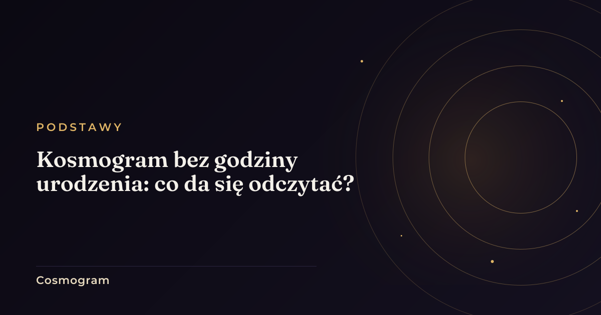 Mapa nieba bez zaznaczonej linii horyzontu, symbolizująca kosmogram liczony bez godziny urodzenia.