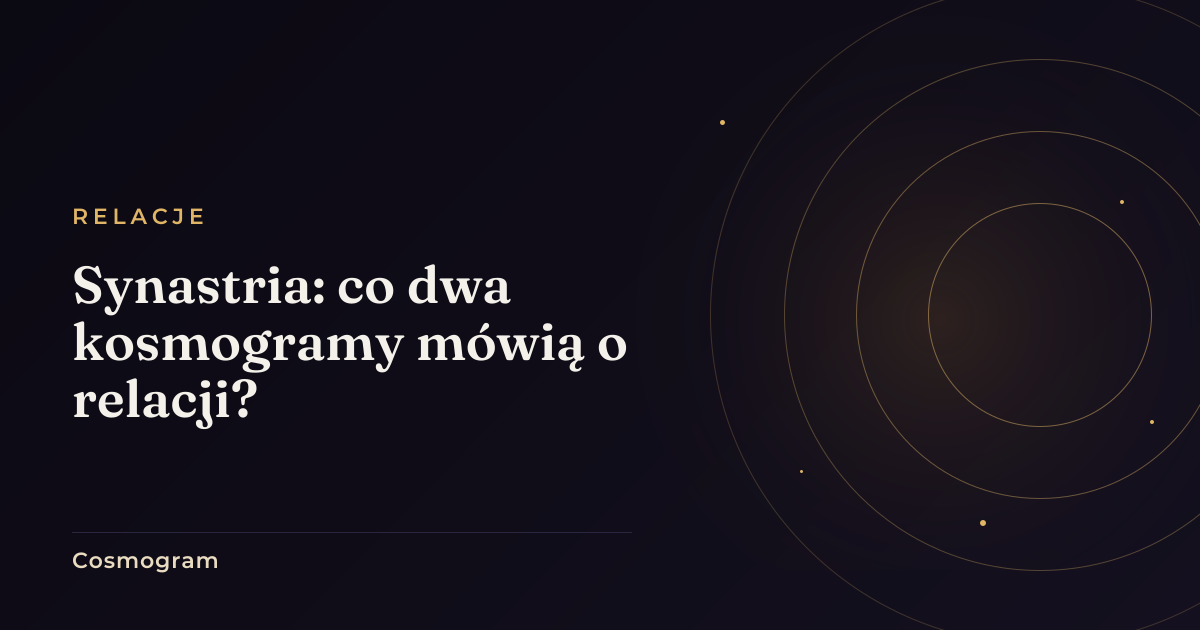 Dwa nakładające się kręgi kosmogramów na tle nocnego nieba jako symbol synastrii, astrologii relacji.